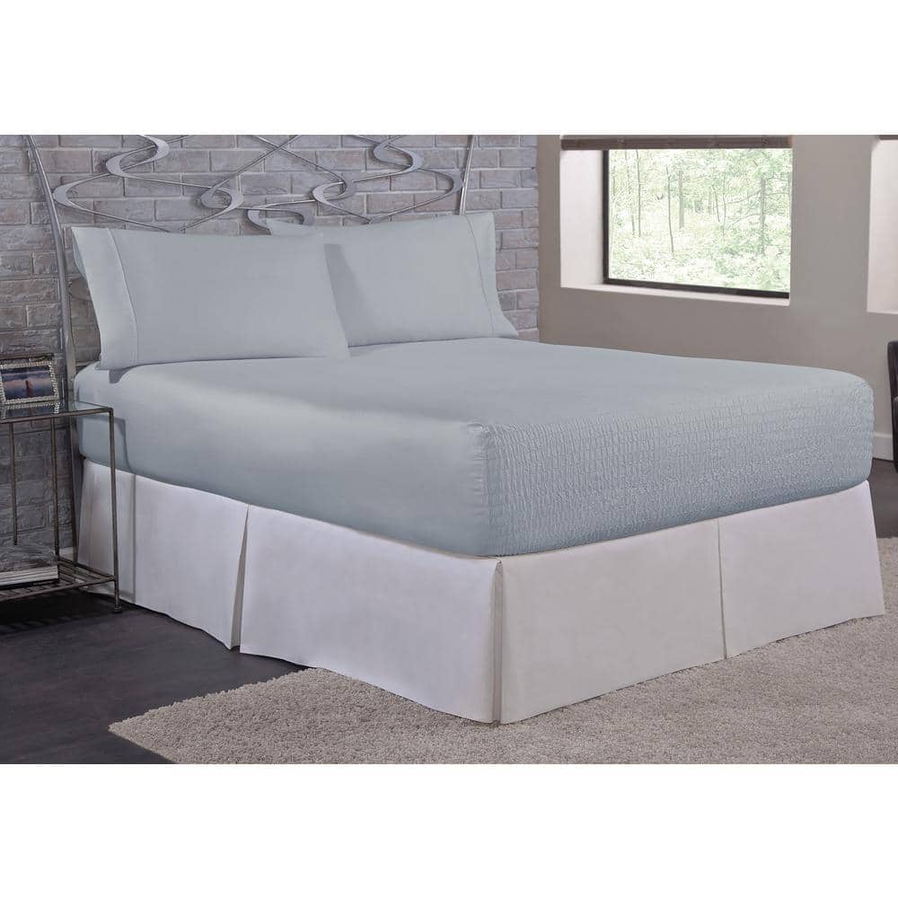 King Size Blue Solid Microfiber Sheet Set with Pillowcases