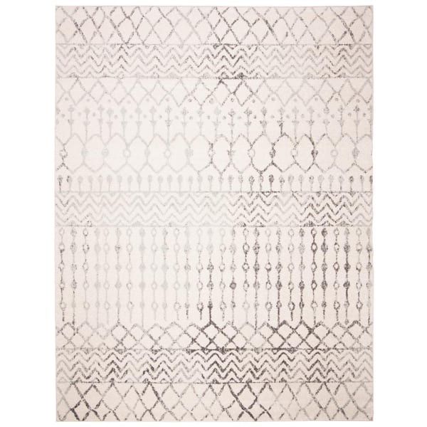 SAFAVIEH Tulum Ivory/Gray 9 ft. x 12 ft. Tribal Chevron Diamond Area Rug