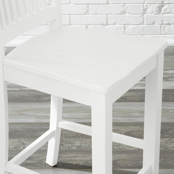 24.02 in. Scottsbury White Wood Counter Stools with Slat Back (Set of 2)