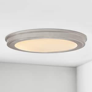 15 in. Brushed Nickel 5-CCT LED Round Flush Mount, Low Profile Ceiling Light (2-Pack)