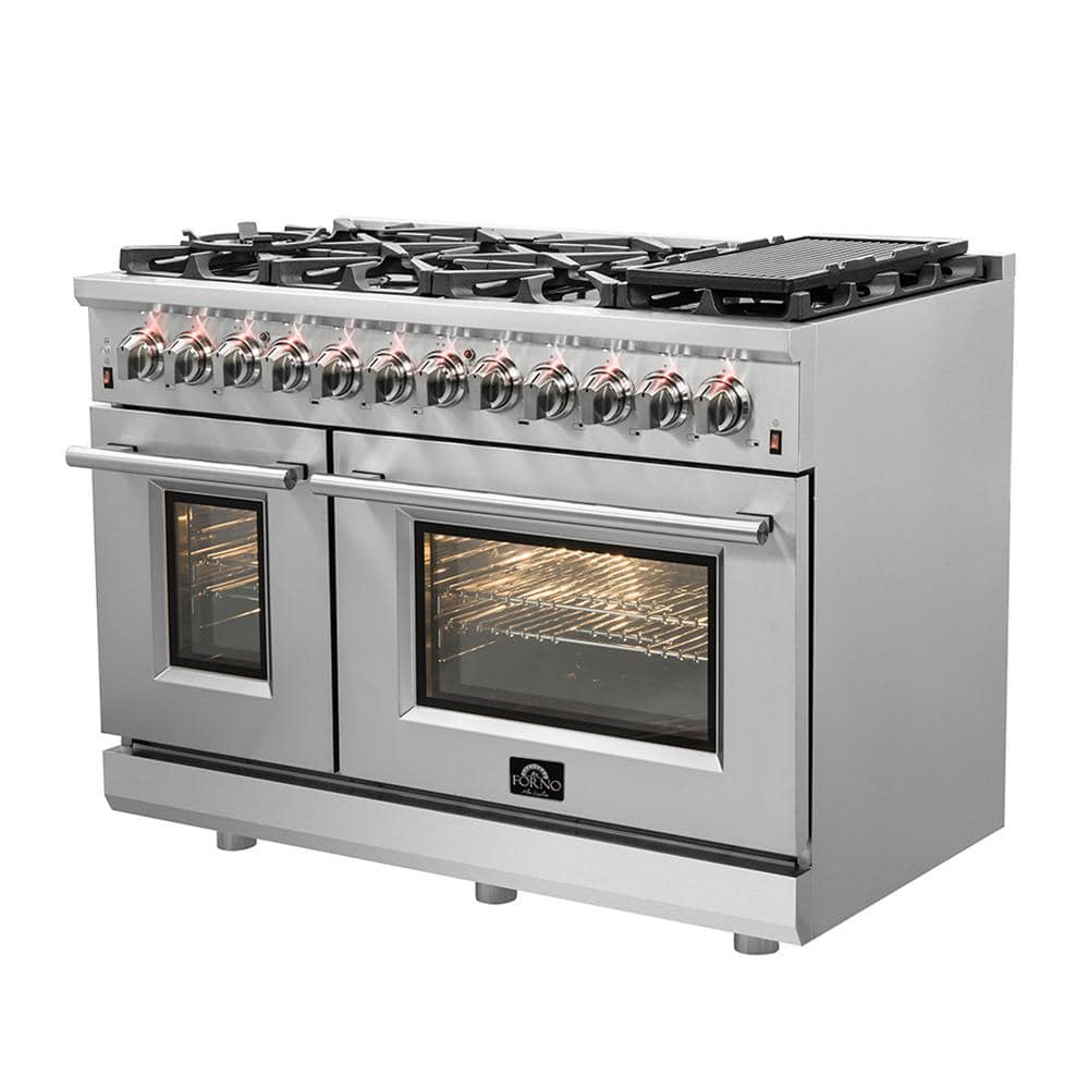 Massimo 48-inch Stainless Steel Freestanding Gas Range with Griddle
