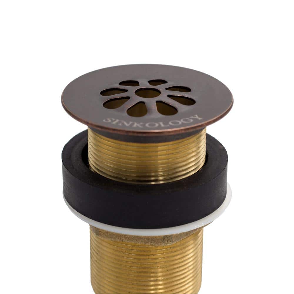 Aged Copper Brass Grid Sink Drain without Overflow