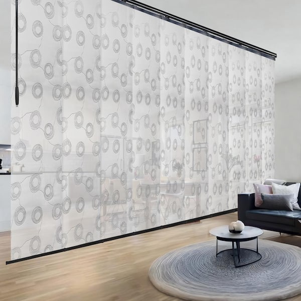 EMOH Serpentine 120 in. - 218 in. W x 116 in. L Adjustable 10-Panel Black Double Rail Panel Track with 23.5 in. Slates