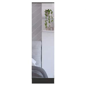 66.9 in. H x 18.5 in. W Mirrored Glossy Rectangle Tall Black Shoe Storage Cabinet Fits up to 10 Shoes