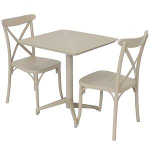 Bellemead All-Weather Coffee Fiberglass Reinforced Polypropylene 3-Piece Plastic Indoor/Outdoor Table and Chairs Set