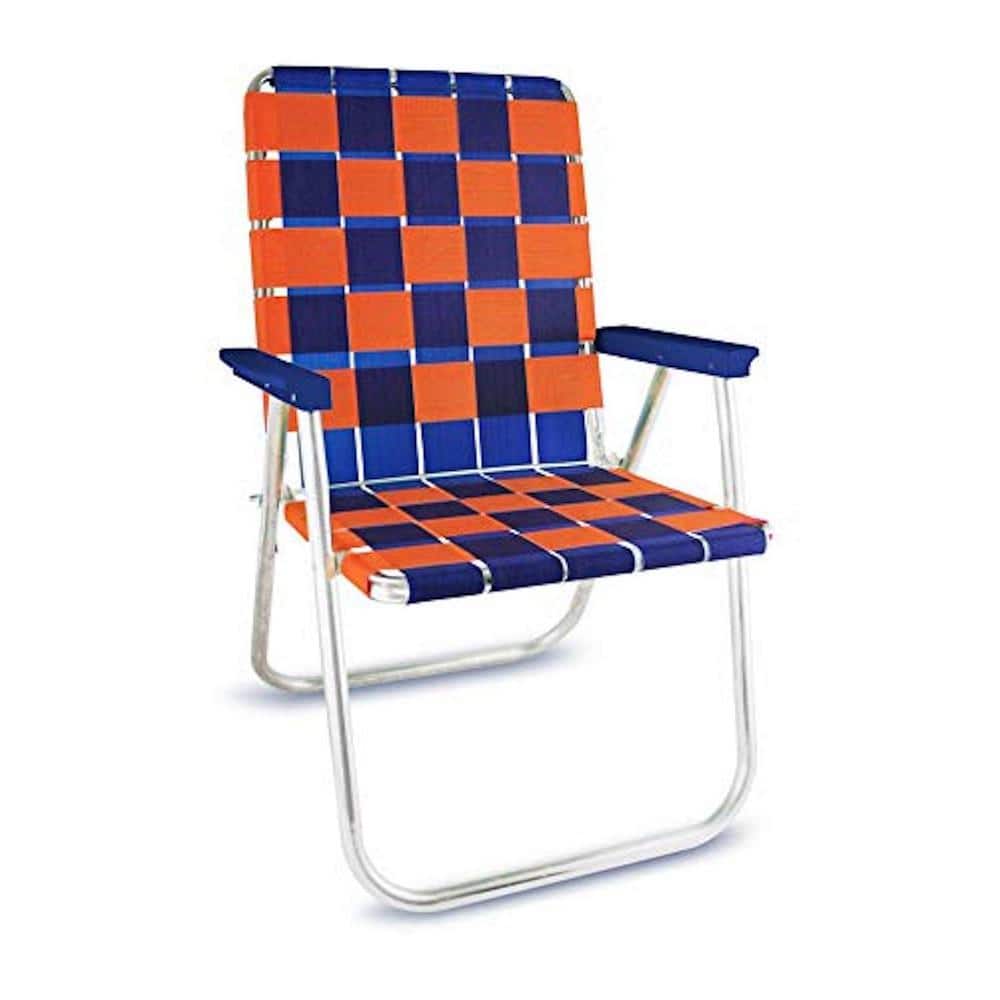 Durable Blue And Orange Aluminum Lightweight Stackable Folding Lawn Chair