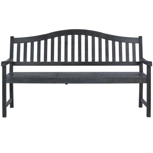 SAFAVIEH Mischa 63 in. 3-Person Ash Grey Acacia Wood Outdoor Bench