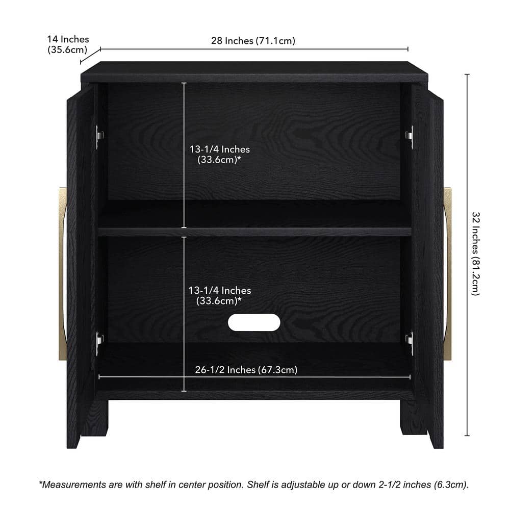 Black Grain MDF Rectangular Office Accent Cabinet
