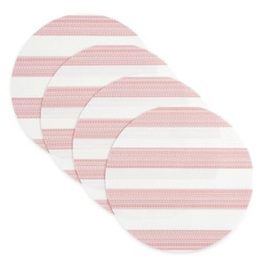 Basic Cabana Stripe 15 in. Red and White Polyester Indoor/Outdoor Placemat (Set of 4)