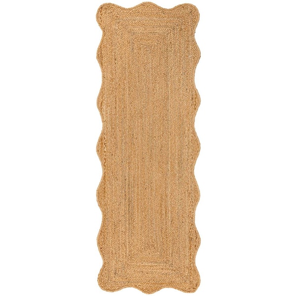 Seaside Cottage Scallop Edge Jute Natural 2 ft. x 8 ft. Runner Rug