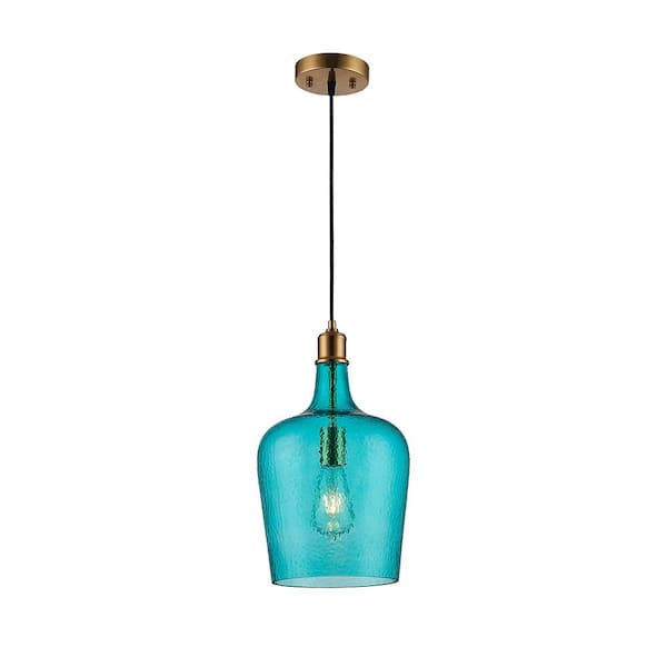 Unbranded Modern Color Pendant 1-Light Gold Shaded Pendant Light with Glass Shade