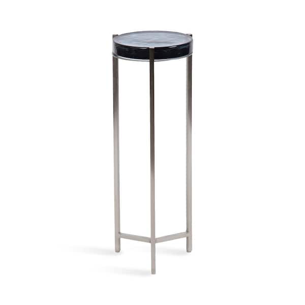 Kate and Laurel Aguilar 9 in. Silver Round Metal End Table