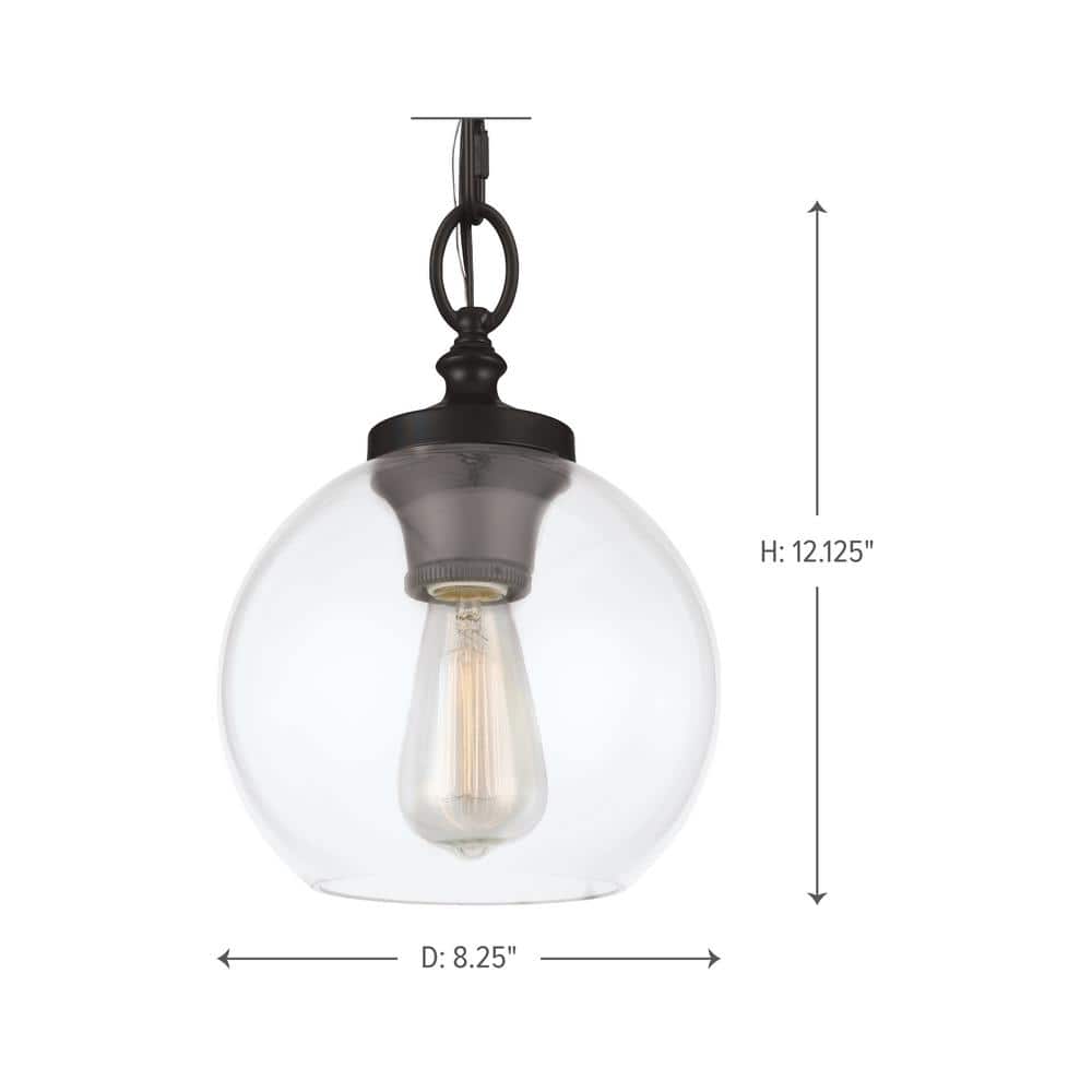 Tabby Mini Globe Pendant in Oil Rubbed Bronze with Clear Shade