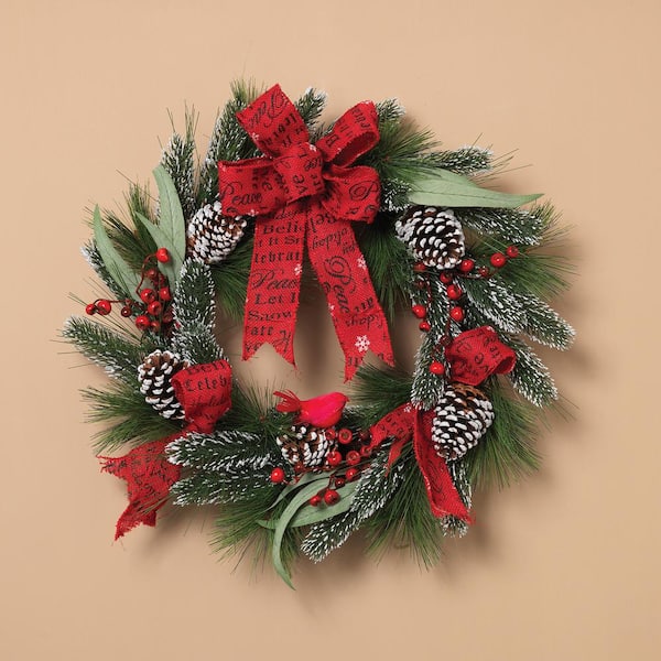 GERSON INTERNATIONAL 24 in. Artificial D Holiday Mixed Flocked