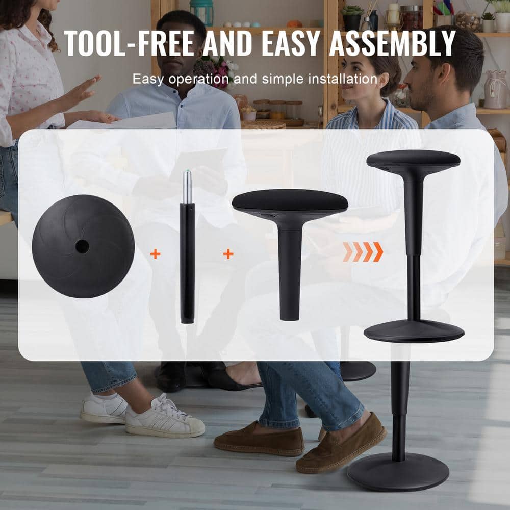 Black Adjustable Iron Wobble Stool with 360° Swivel
