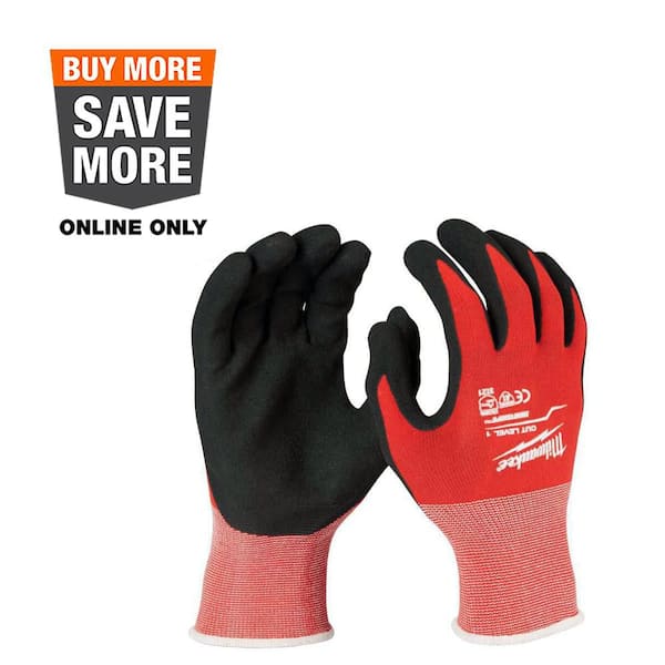 Milwaukee Small Red Nitrile Level 1 Cut Resistant Dipped Work Gloves