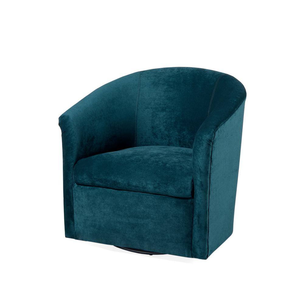 Elizabeth Ocean Blue Velvet-Feel Microfiber Swivel Barrel Chair