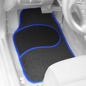 Blue 4-Piece Ribbed Universal Liners Mod Carpet Car Floor Mats - Full Set