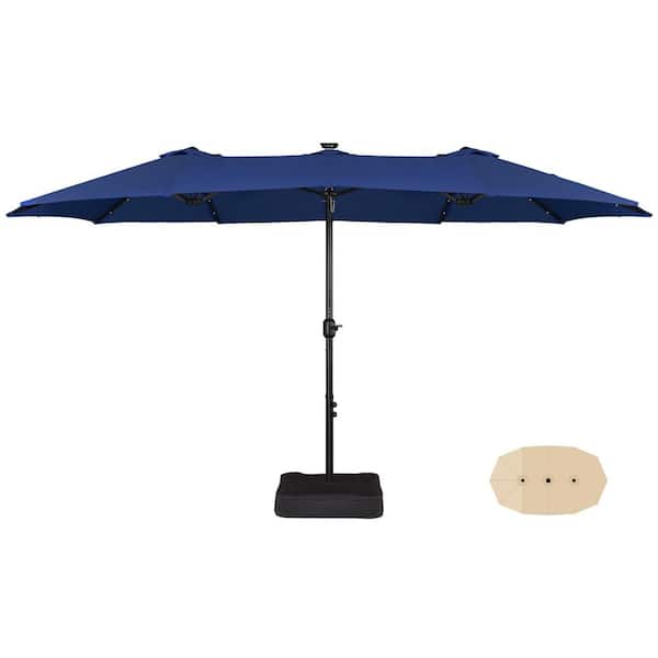 Yaheetech 15 ft Twin Patio Parasol Triple-size Outdoor Umbrella Navy Blue