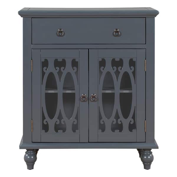 Tileon 31.5 in. W x 14.96 in. D x 36.5 in. H in Antique Blue MDF Ready to Assemble Kitchen Cabinet w/Solid wood Frame and Legs