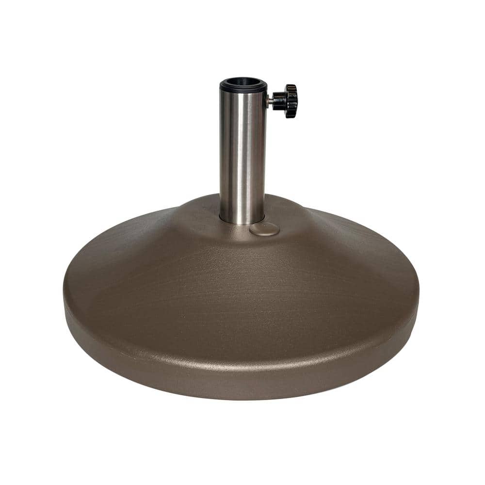 Bronze Concrete Wheeled Patio Umbrella Base with Stainless Steel Stem