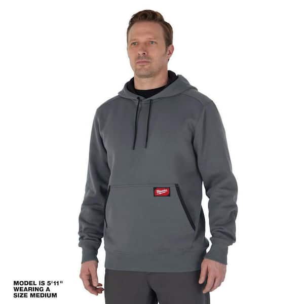Men's 2X-Large Gray Midweight Cotton/Polyester Long-Sleeve Pullover Hoodie