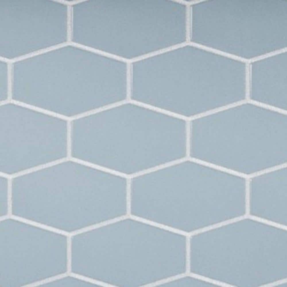 Long Hex 11 in. x 10.6 in. Aqua Blue Matte Glass Mesh-Mounted Mosaic Tile (9.02 sq. ft./Case) price history on PriceWatchPro