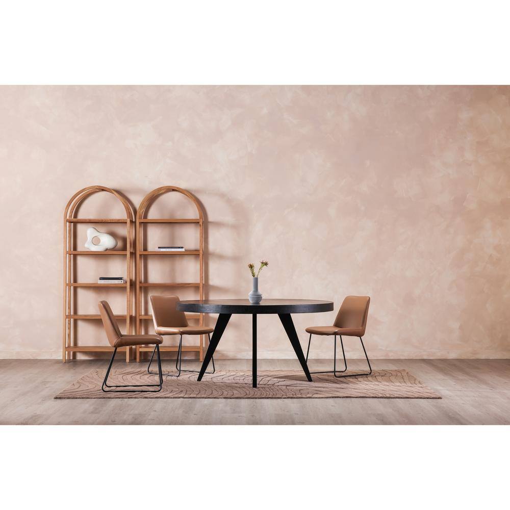 Villa Light Brown Leather Upholstered Dining Chair Set