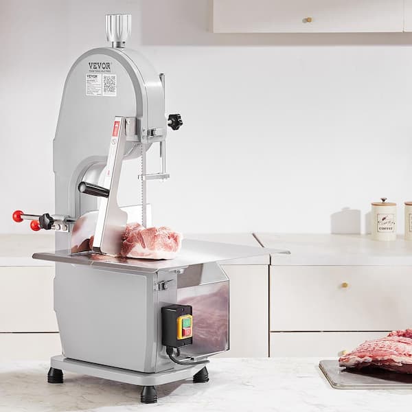 Commercial Electric Meat Bandsaw 1500-Watts Stainless Steel Bone Saw Machine Frozen Meat Cutter, Silver
