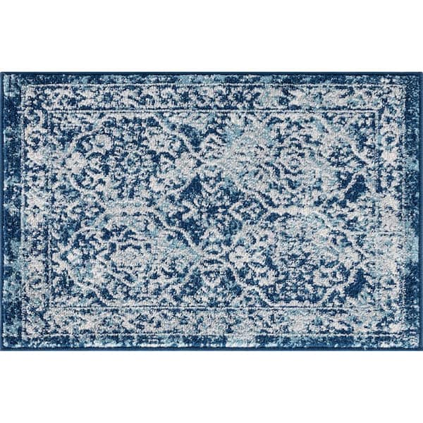 Tayse Rugs Diamond Damask Blue 2 ft. x 3 ft. Indoor Area Rug