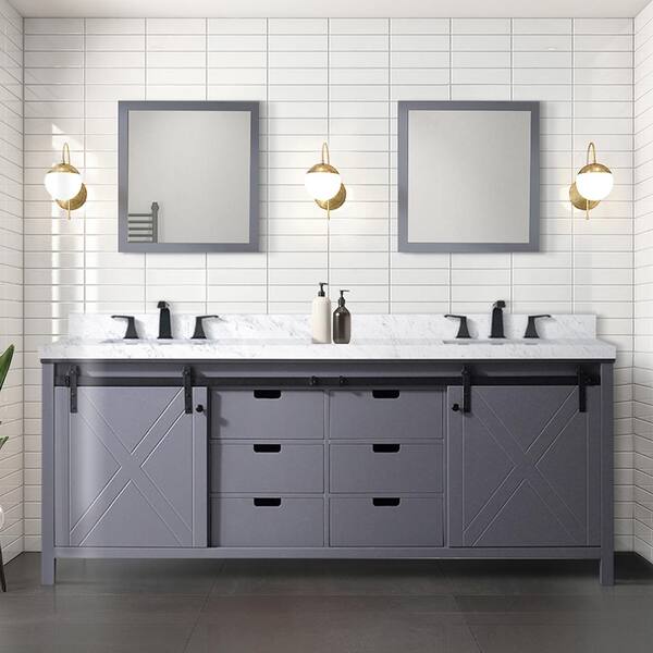 Lexora Marsyas 84-in Dark Grey Bathroom Vanity Cabinet