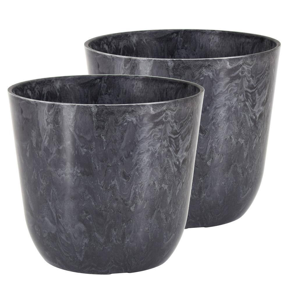 7.5 in. x 6.5 in. Marble Gray Plastic Pot (2-Pack)