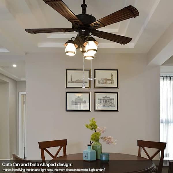 Ceiling Fan Pull Chains 13.6 in. Decorative Metal Light Bulb and Fan Cord Ultra Long Beaded Ball Pull Chains Silver