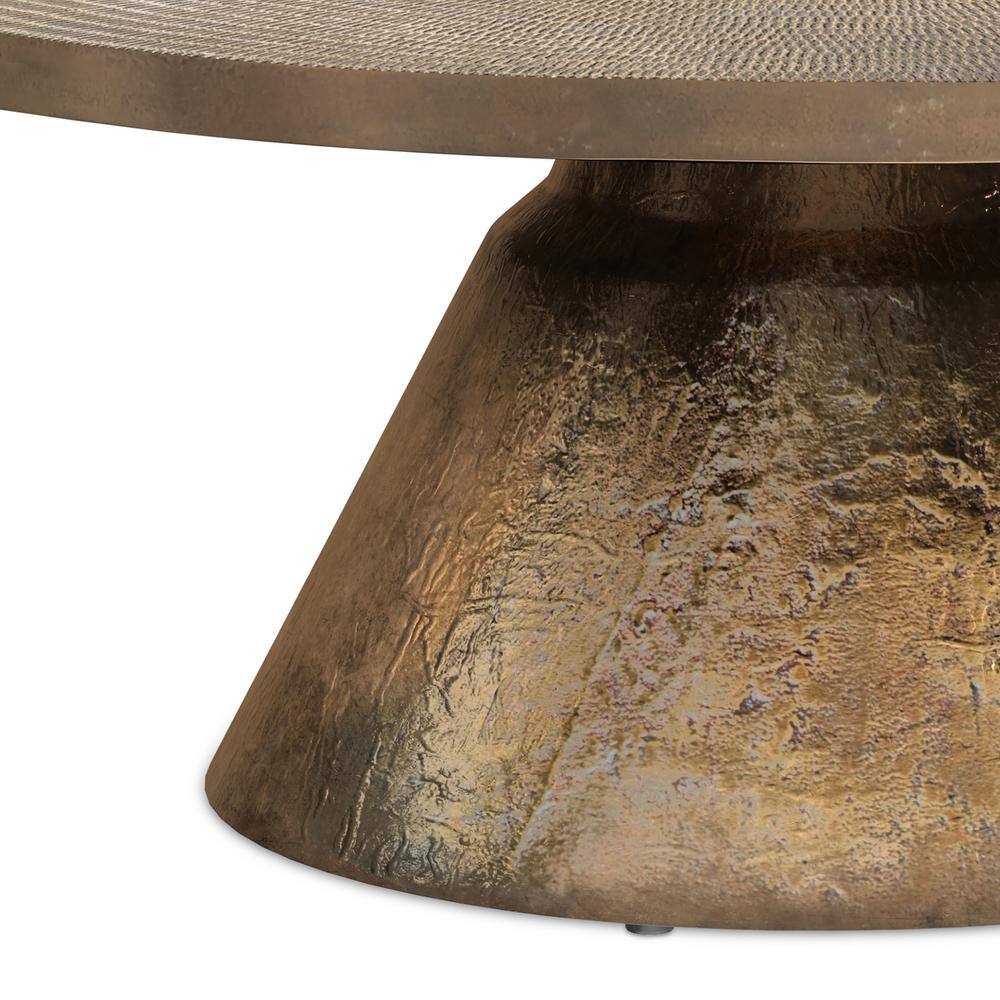 Michelle Vintage Brass Round Cast Aluminum Coffee Table