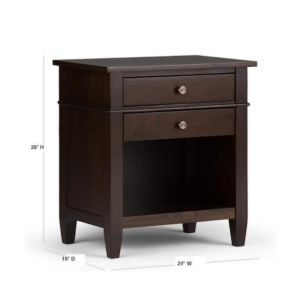Simpli Home Carlton Solid Wood 24 in. Wide Transitional 2-Drawer 