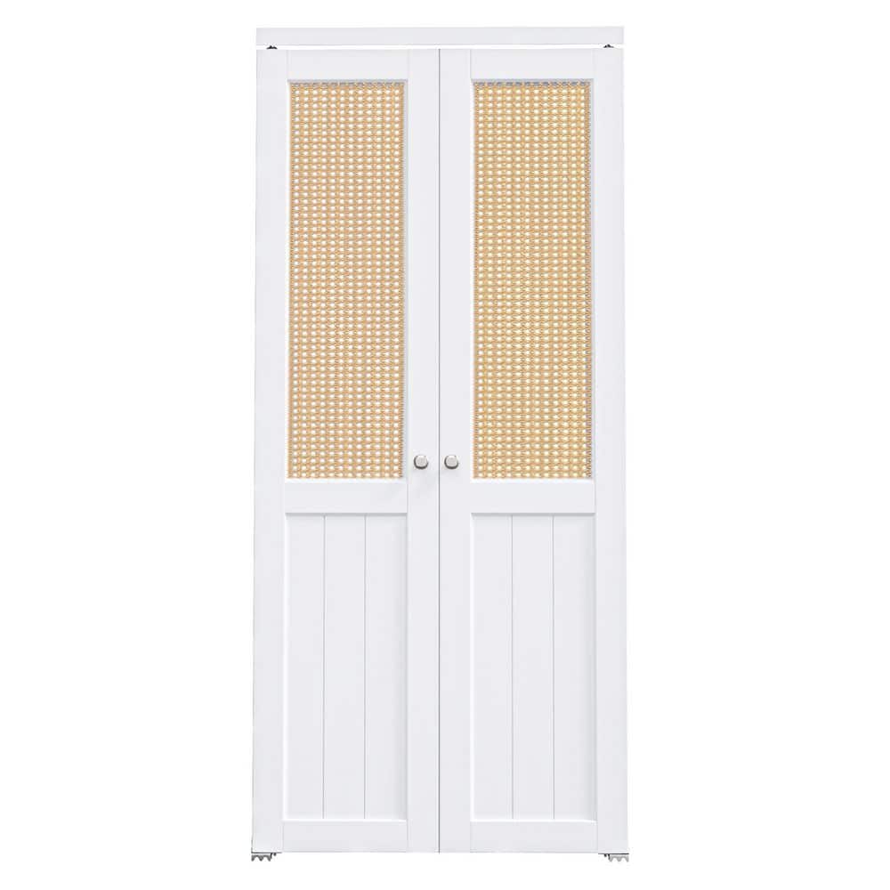 36 in. x 80 in. Solid Core White Imitated Rattan Weaving Composite Bi-fold Door Plus French Style Pantry Pivot Hardware price history on PriceWatchPro