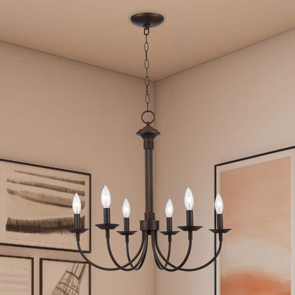 Candle 6-Light Oil Rubbed Bronze Farmhouse Chandelier for Dining Room price history on PriceWatchPro