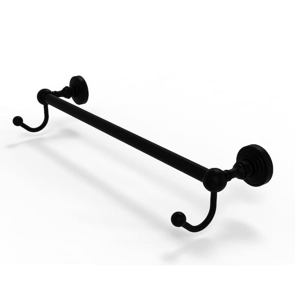 Allied Brass Waverly Place Collection 18 in. Towel Bar with Integrated Hooks in Matte Black