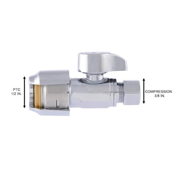 SharkBite Brass 1/2-in Push-to-Connect x 3/8-in OD Compression Quarter Turn Straight Valve