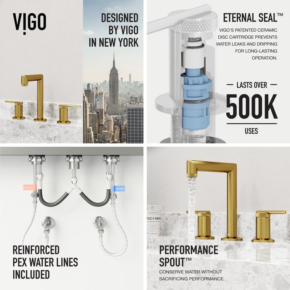 Sterling Chrome Widespread Bathroom Faucet with Knurled Handles