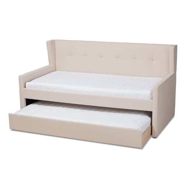 Baxton Studio Giorgia Beige Twin Trundle Daybed 156 9578 HD The