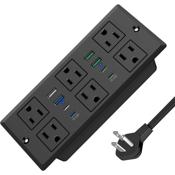 6 ft. Power Cord 6-Outlet 4 USB-C Ports 4 USB-A Ports Surge Protector with 45-Watt Fast Charging and 1200J Protection