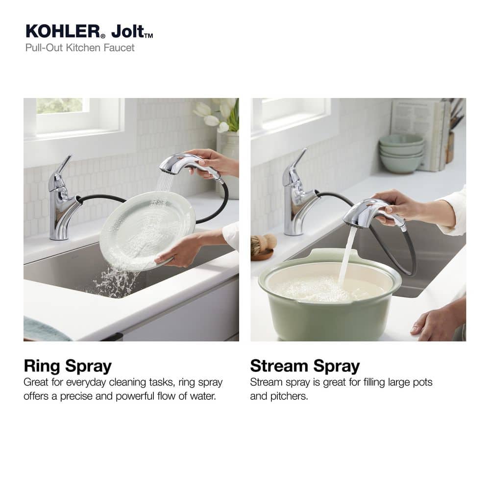 Polished Chrome Single-Handle Pull-Out Kitchen Faucet