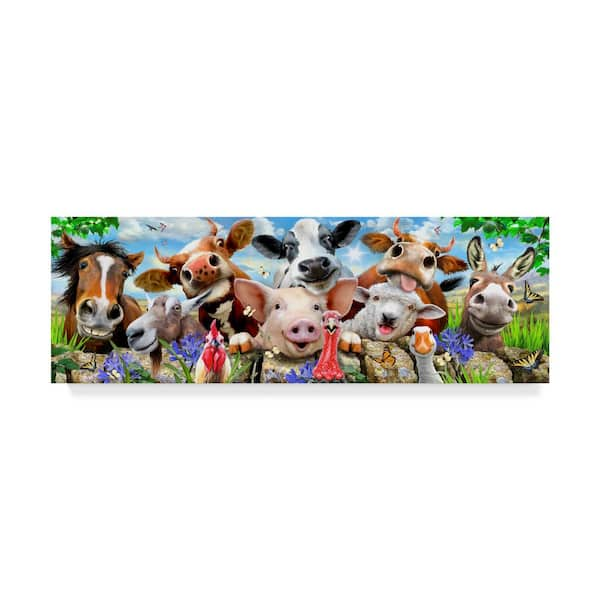 Trademark Fine Art Goofy Farm Portrait by Howard Robinson Floater Frame Animal Wall Art 10 in. x 32 in.