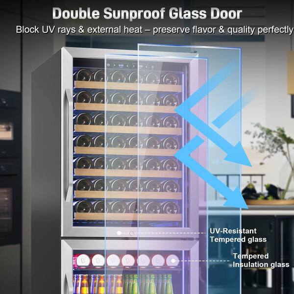 TAZPI 24 in. Dual Zone 77-Wine Bottles and 180-Cans Built-In