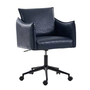 Gordon Navy Mid-Century Modern Faux Leather Height-Adjustable Swivel Office Chair