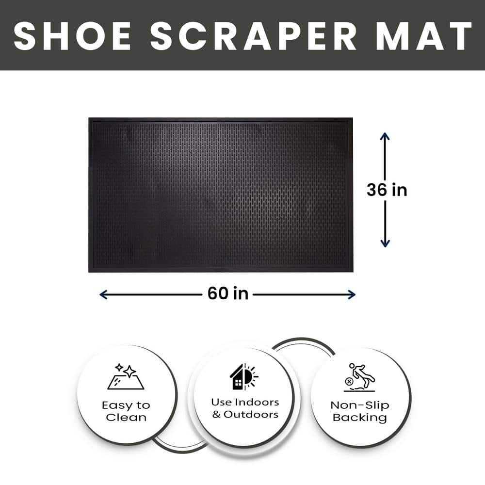 Envelor Black 3x5 Rubber Non-Slip Entrance Mat