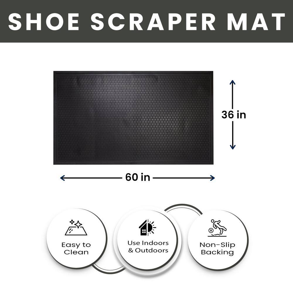Envelor Black 3x5 Rubber Non-Slip Entrance Mat