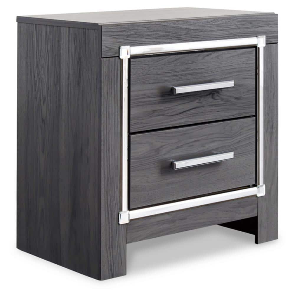 Modern Gray 2-Drawer Nightstand with USB Charging Station