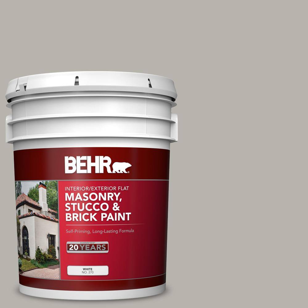 5 gal. #PPU24-11 Greige Flat Masonry, Stucco and Brick Interior/Exterior Pa